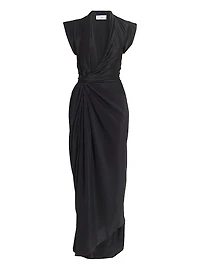 Asymmetric Twist Silk Cocktail Dress