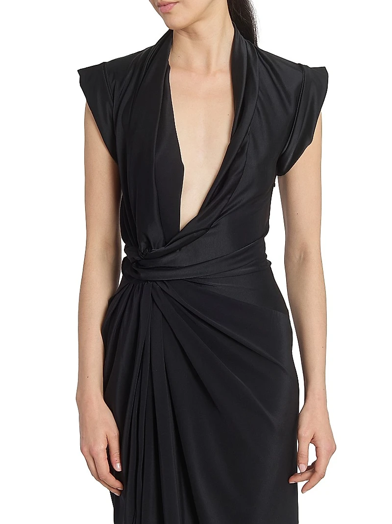 Asymmetric Twist Silk Cocktail Dress