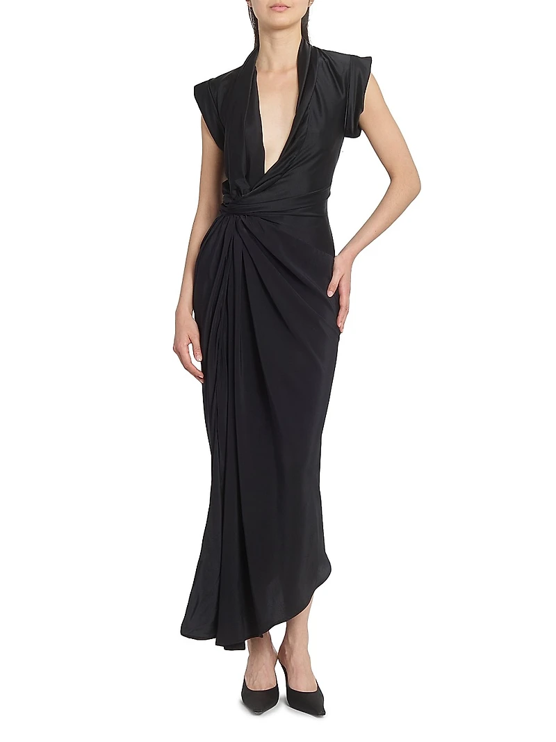 Asymmetric Twist Silk Cocktail Dress