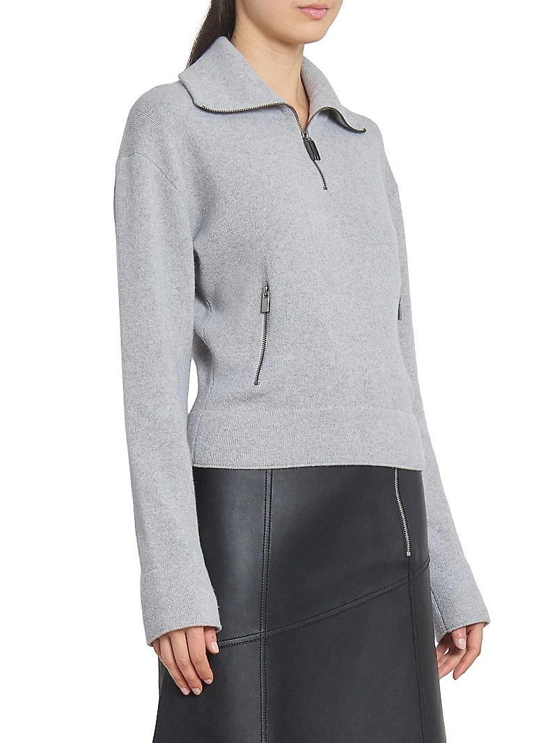 Cashmere-Merino Wool Half-Zip Pullover