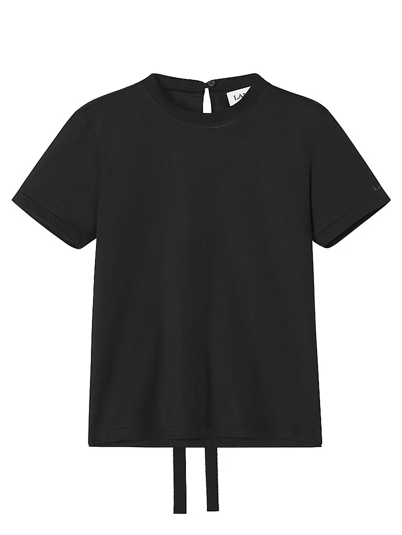 Cotton T-Shirt with Ribbon Detail