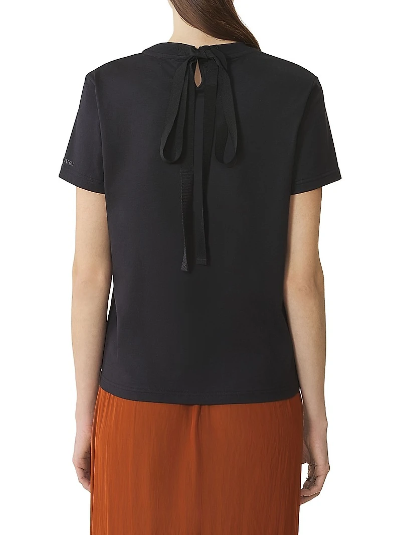 Cotton T-Shirt with Ribbon Detail