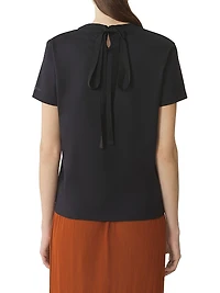 Cotton T-Shirt with Ribbon Detail