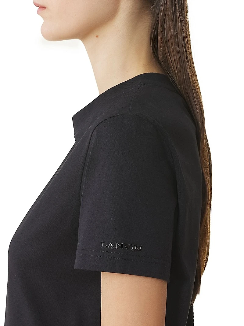 Cotton T-Shirt with Ribbon Detail