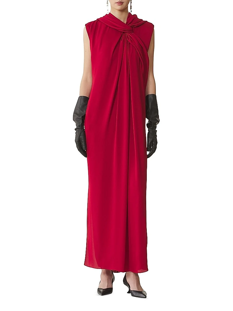 Long Knotted Dress Satin