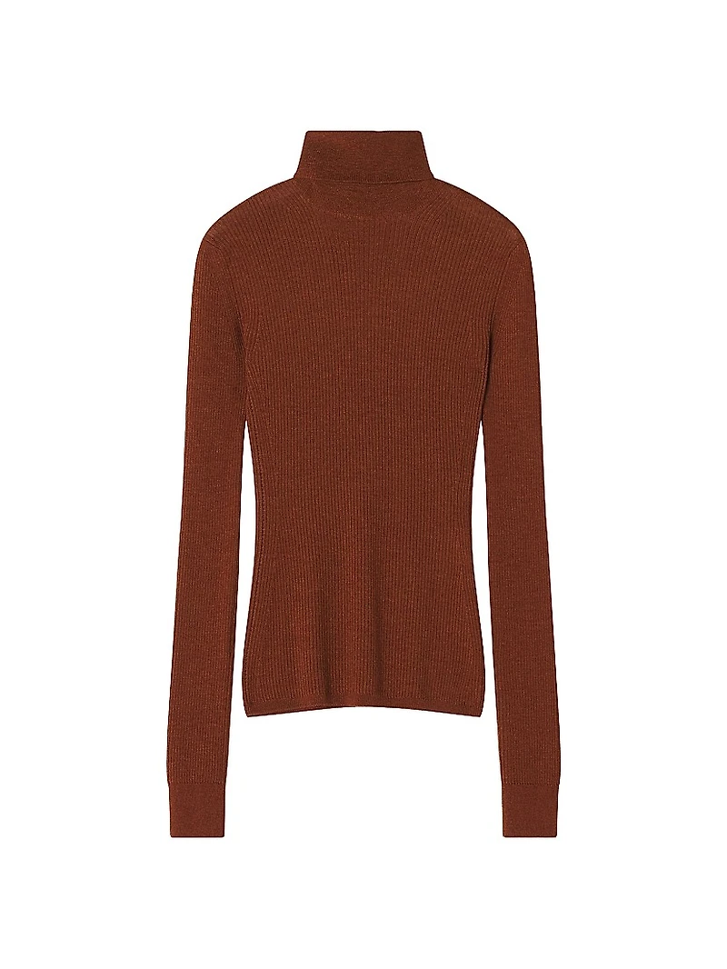 Merino Wool and Silk Turtleneck Sweater