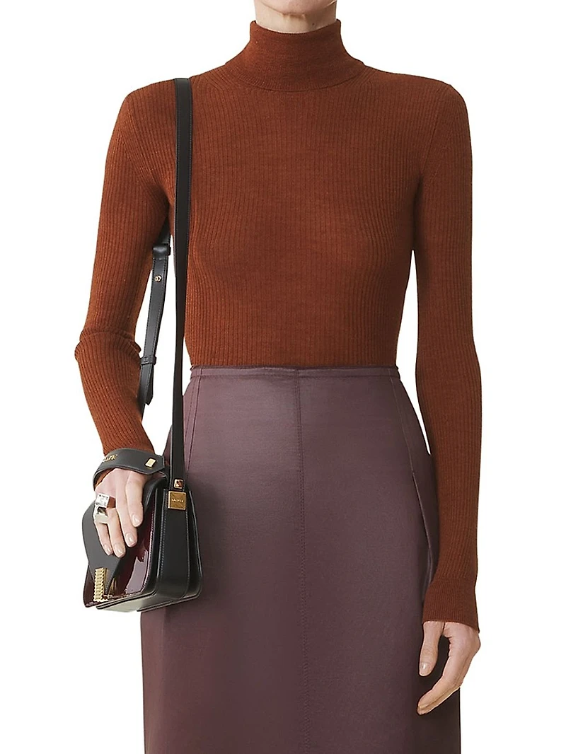 Merino Wool and Silk Turtleneck Sweater