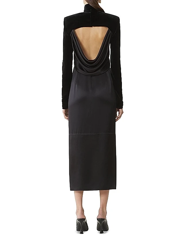 SAU LEE Vanessa Keyhole Velvet Midi Dress | The Summit