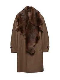 Wool Coat with Shearling Collar