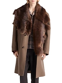 Wool Coat with Shearling Collar