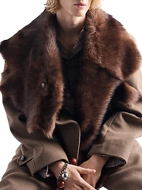 Wool Coat with Shearling Collar