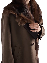 Wool Coat with Shearling Collar