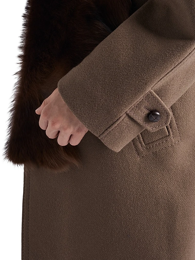 Wool Coat with Shearling Collar