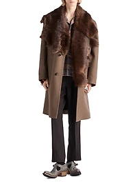 Wool Coat with Shearling Collar