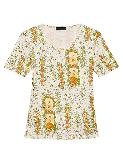 Floral Print Cotton T-Shirt