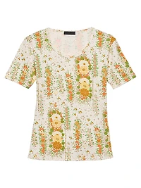 Floral Print Cotton T-Shirt