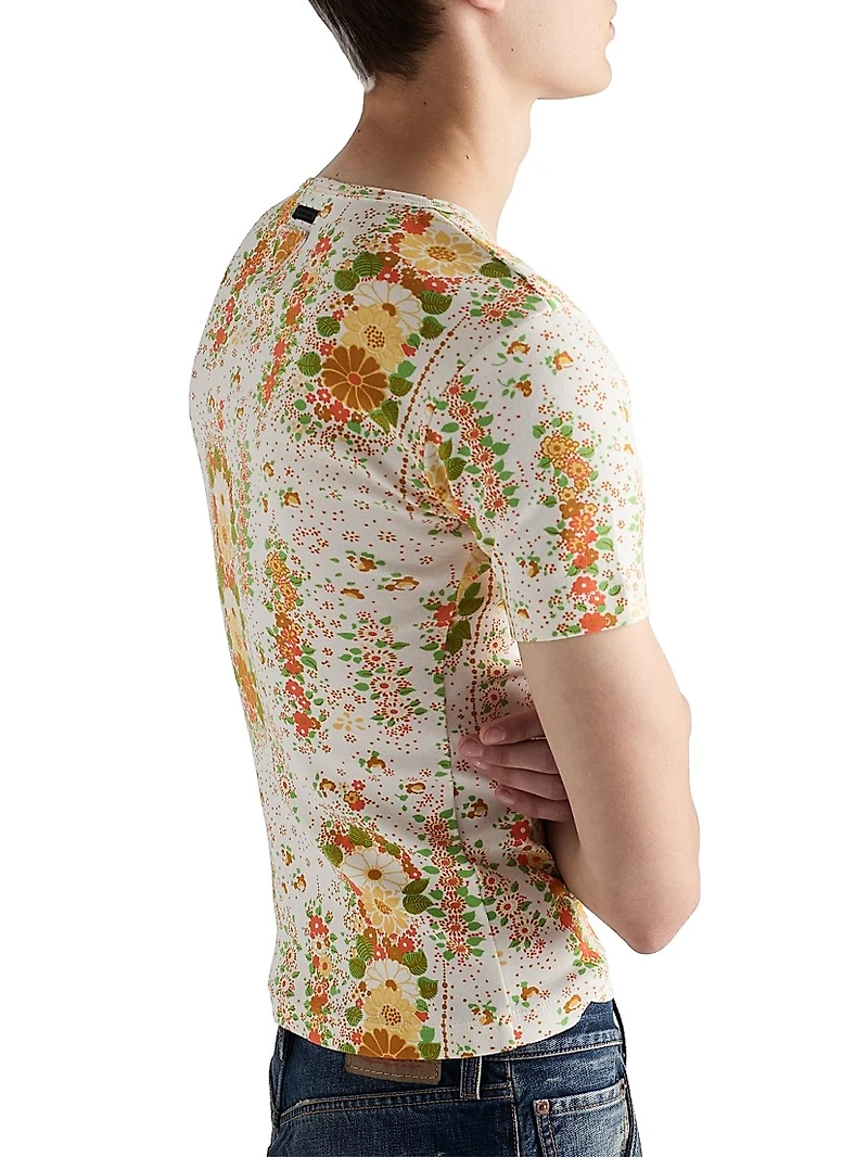 Floral Print Cotton T-Shirt