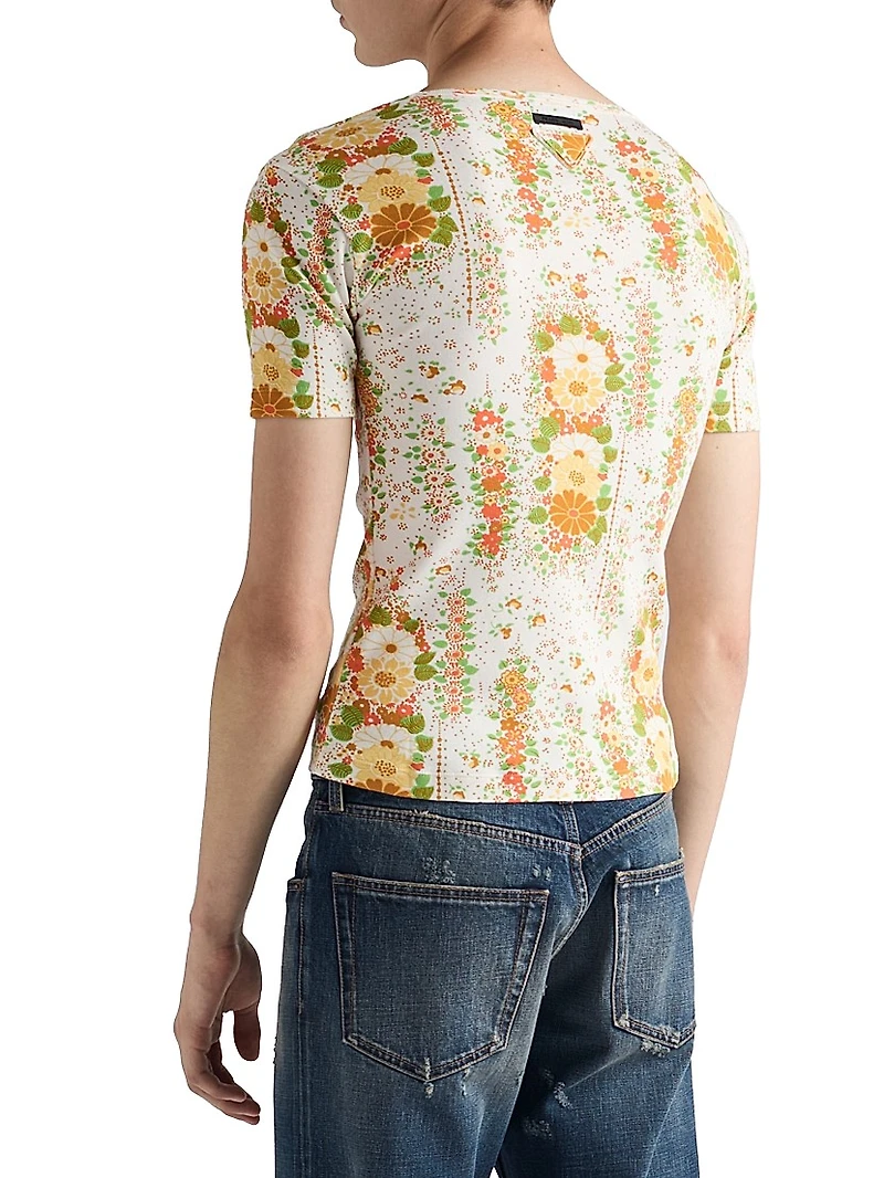 Floral Print Cotton T-Shirt