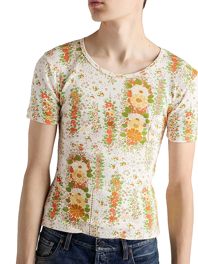 Floral Print Cotton T-Shirt