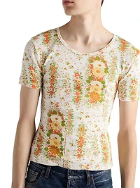 Floral Print Cotton T-Shirt