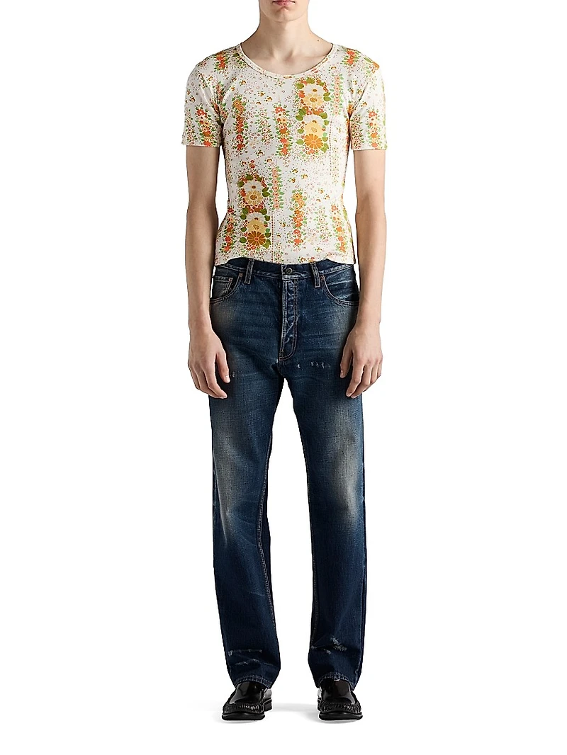 Floral Print Cotton T-Shirt