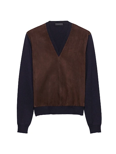 Superfine Wool and Suede Sweater