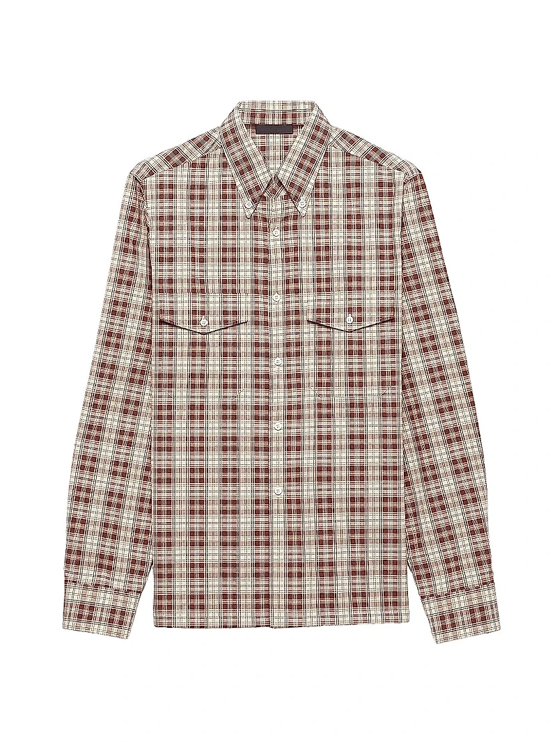 Checked Cotton Button-Down Shirt