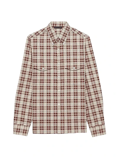 Checked Cotton Button-Down Shirt