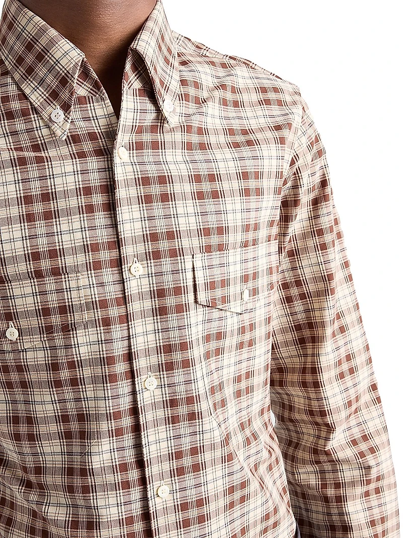 Checked Cotton Button-Down Shirt