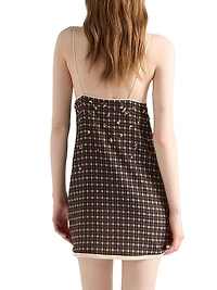Embellished Checked Georgette Mini-Dress