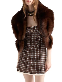 Embellished Checked Georgette Mini-Dress
