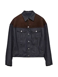 Denim and Suede Blouson Jacket