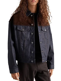 Denim and Suede Blouson Jacket
