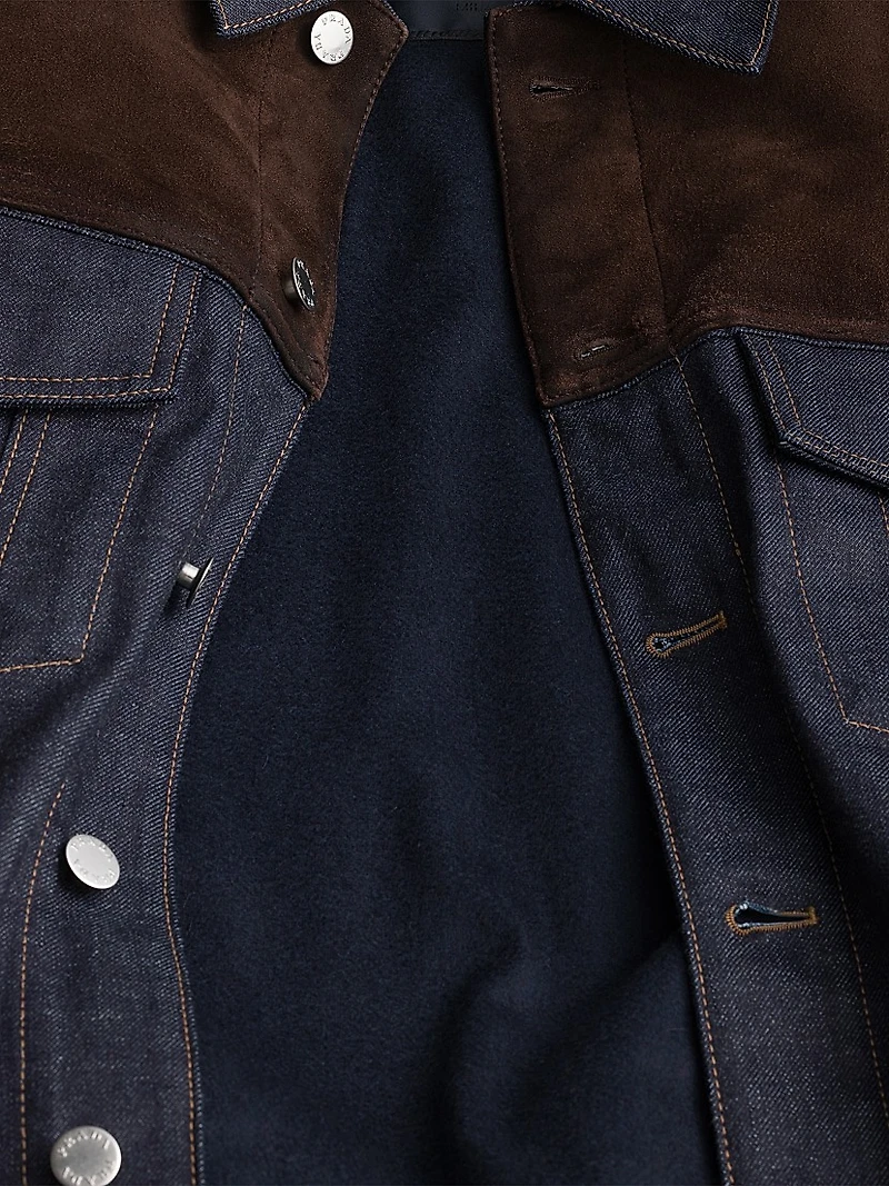 Denim and Suede Blouson Jacket