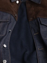 Denim and Suede Blouson Jacket