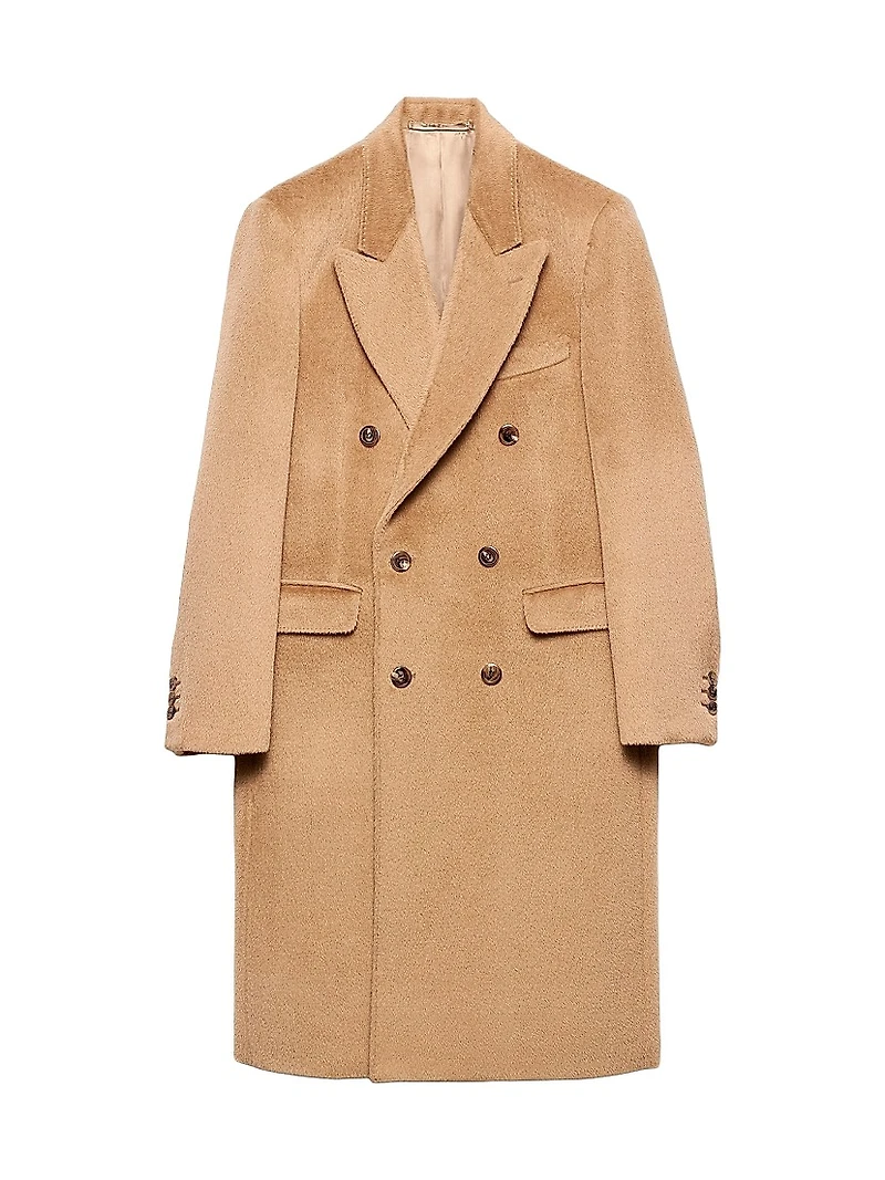 Double-Breasted Wool Blend Coat