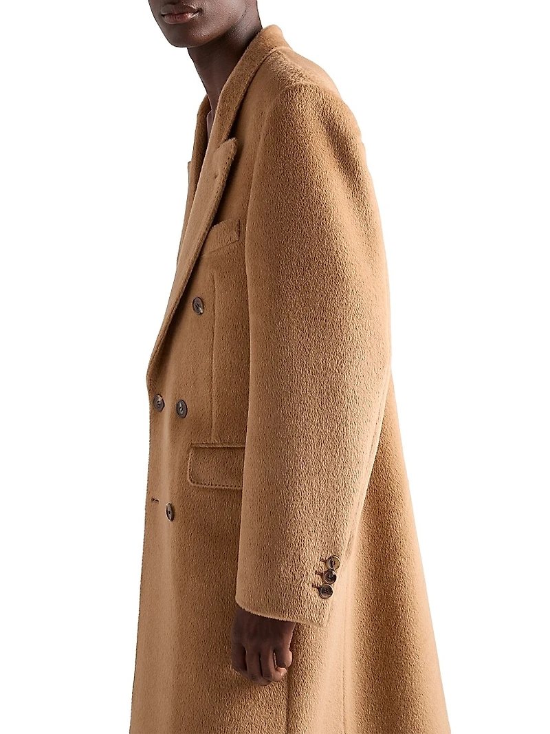 Double-Breasted Wool Blend Coat