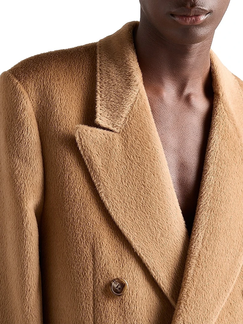 Double-Breasted Wool Blend Coat