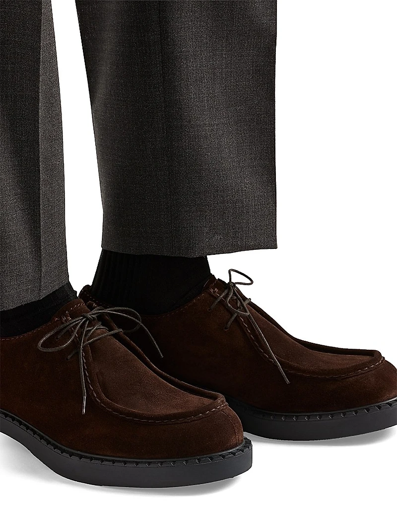 Chocolate Suede Lace-Up Shoes