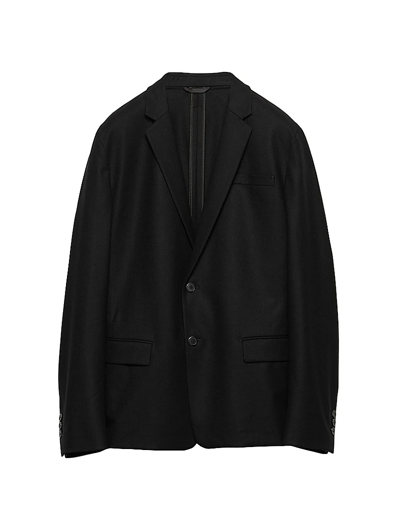 Single-Breasted Wool Blend Jacket