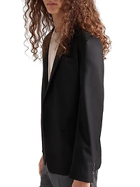 Single-Breasted Wool Blend Jacket