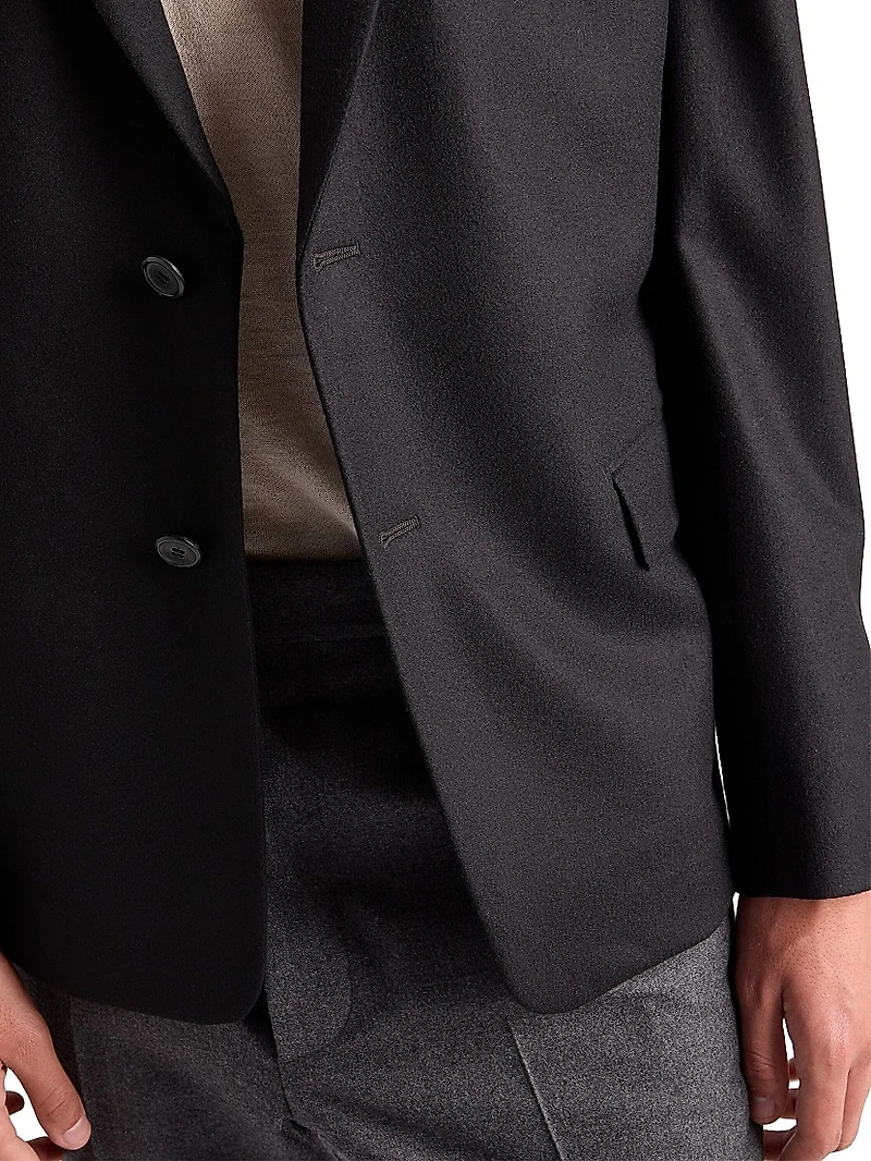 Single-Breasted Wool Blend Jacket