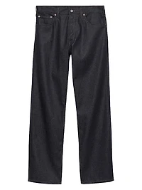 Raw Denim Jeans with Leather Strap