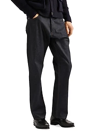 Raw Denim Jeans with Leather Strap