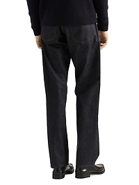 Raw Denim Jeans with Leather Strap