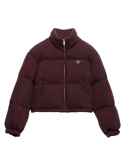 Cropped Cashmere and Wool Down Jacket