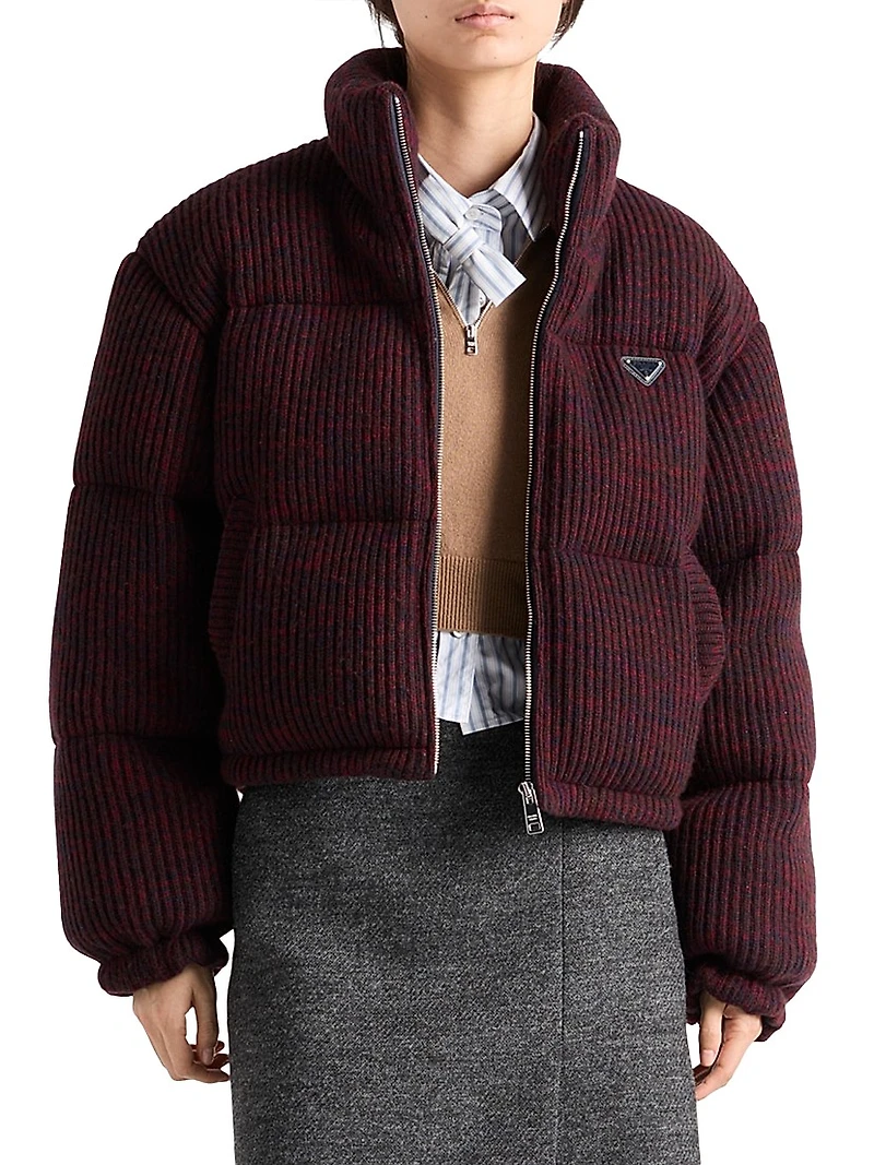 Cropped Cashmere and Wool Down Jacket