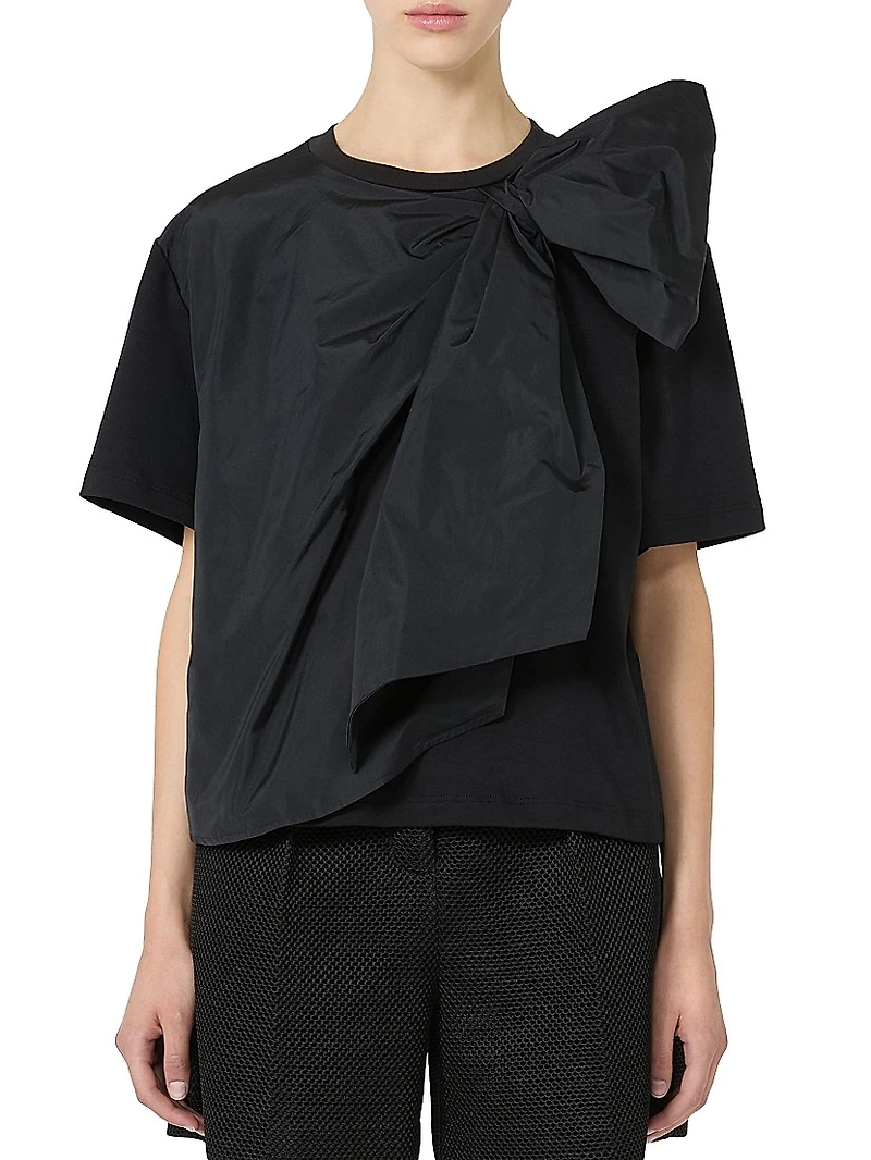 Jersey T Shirt with Maxi Bow