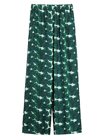 Printed Silk Wide-Leg Trousers