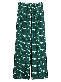 Printed Silk Wide-Leg Trousers